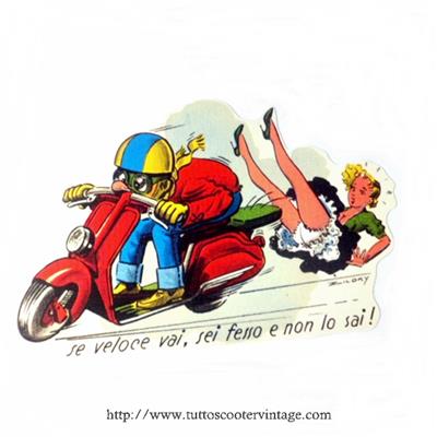 Stickers vintage scooter humoristique